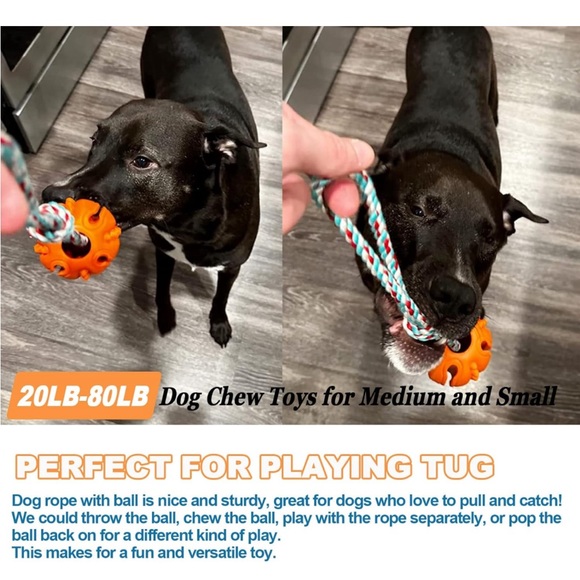Ball🎾on Rope Dog🐕Toy For Fetch & Chew Reward & Exercise & Tug of War - Picture 8 of 10